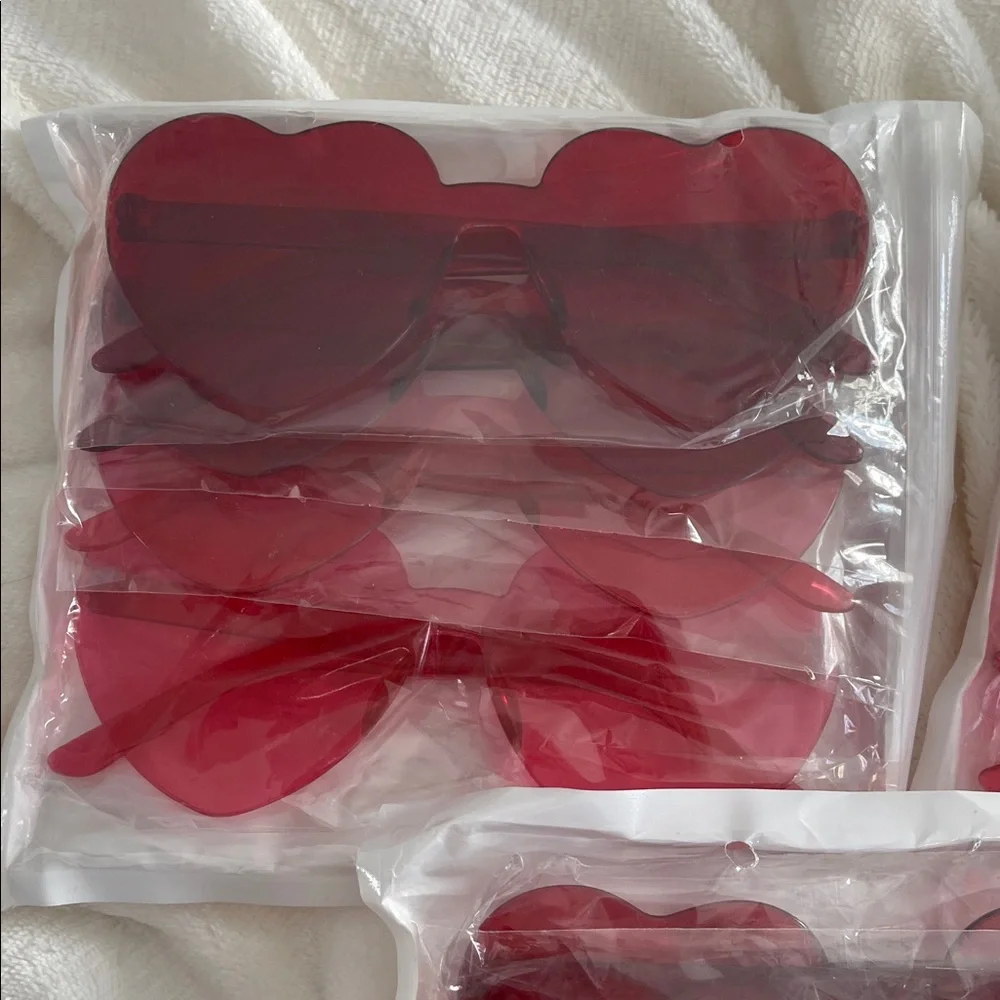 Heart-Shaped Red pink Sunglasses set of 12 new rimless party favors NWT